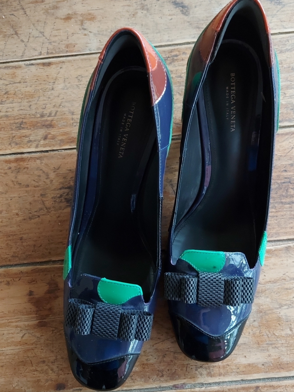 Bottega Veneta multicolored patent leather shoes with a bow block heel size 39 - Picture 6 of 14